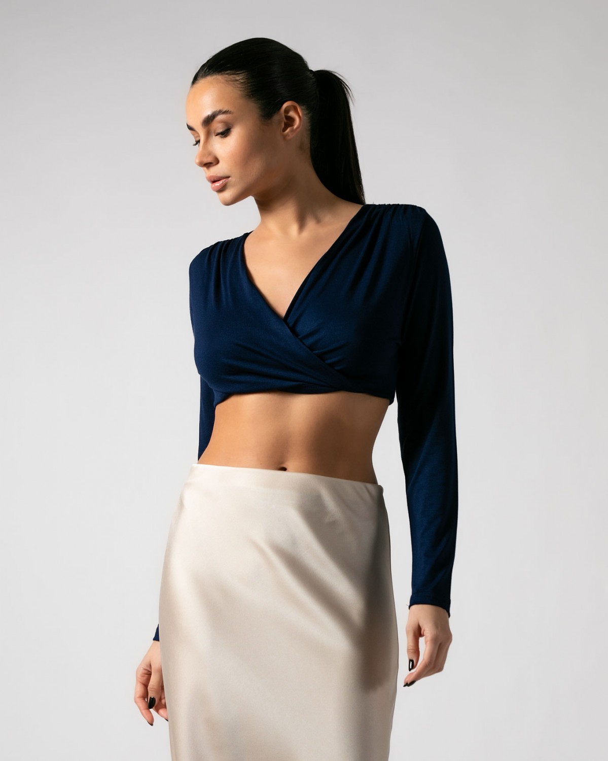 Crop top κρουαζέ Navy