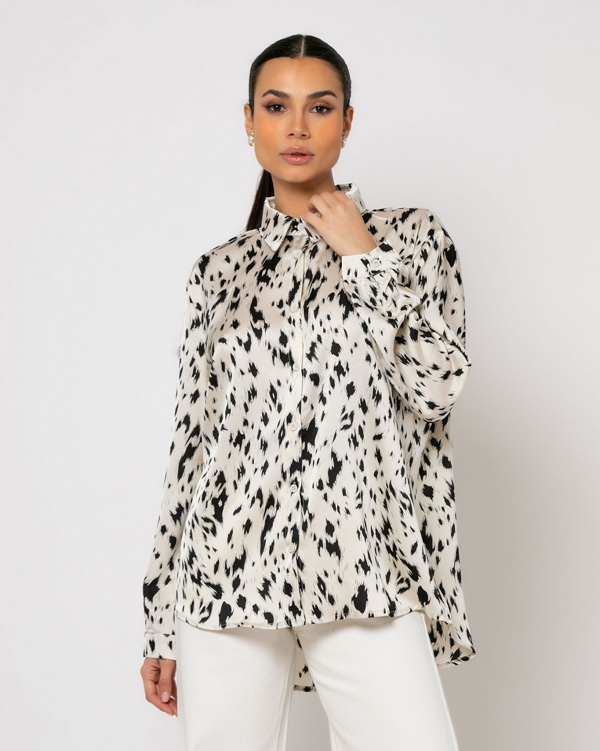 Πουκάμισο μακρυμάνικο animal print Cream